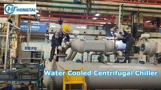Processo de soldagem e montagem de tubulação de precisão do resfriador centrífugo refrigerado a água